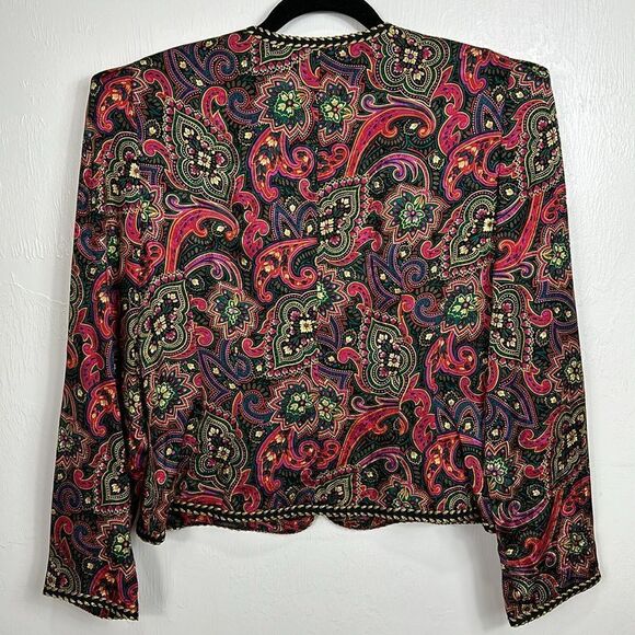 Maggy London Vintage Silk Button Closure Paisley Print Jacket Size 14 - Picture 4 of 10